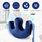 YHK Patient Turning Device, Prevent Muscle Atrophy Elderly with Removable Straps U-Shaped Multifunctional Turning Pillow, Bedridden Nursing Supplies for The Elderly（Dark Blue Straps）
