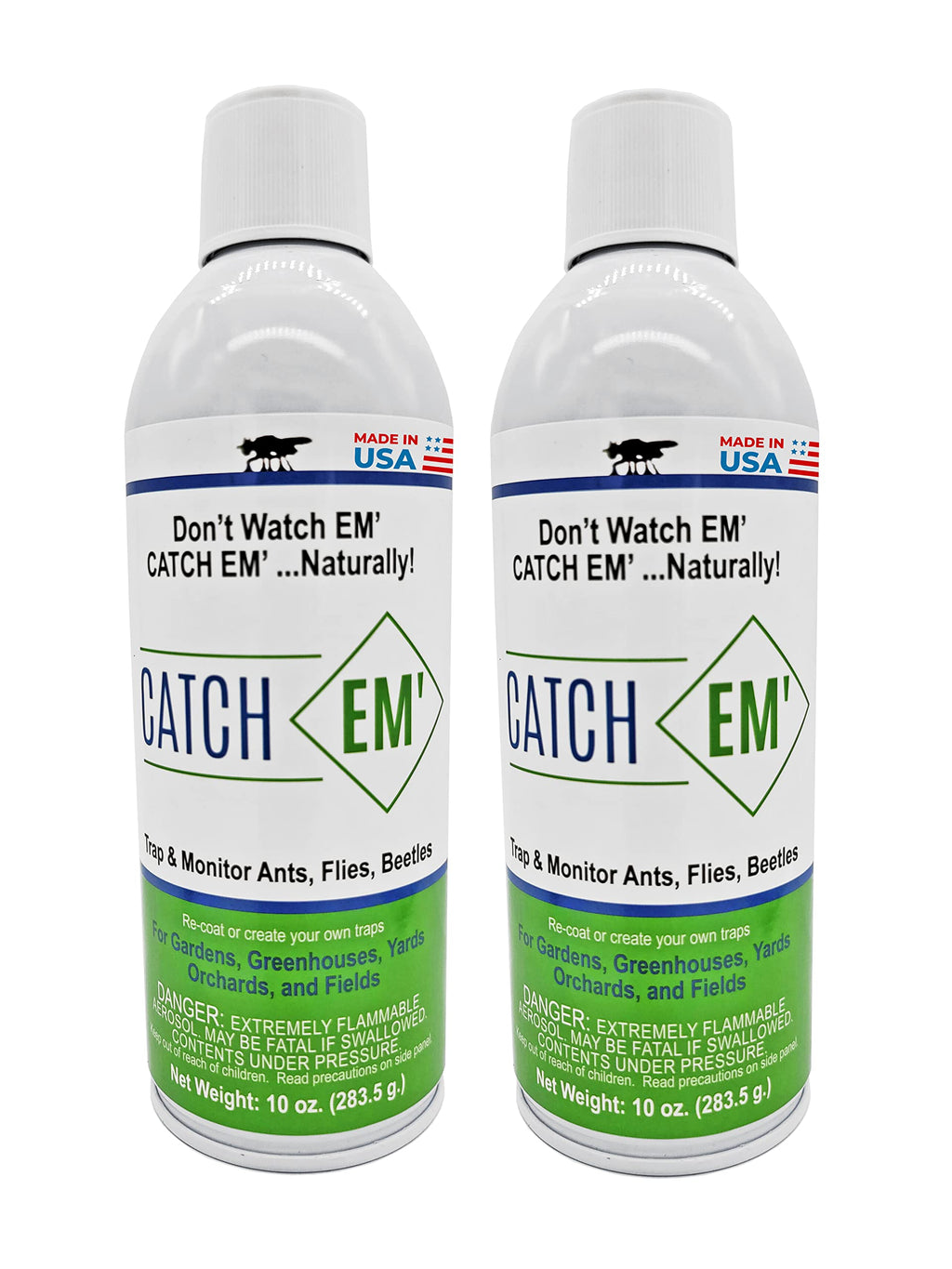 Catch EM' Sticky Coating Aerosol 10oz, Insect Trap Coating, 2 Pack