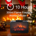 MAXWINER Dynamic Flame Fireplace Essential Oil Diffuser 300ml Aromatherapy Diffuser Ultrasonic Cool Mist Humidifier with Multiple Mist Mode, Timer and Waterless Auto Off for Home Room Office