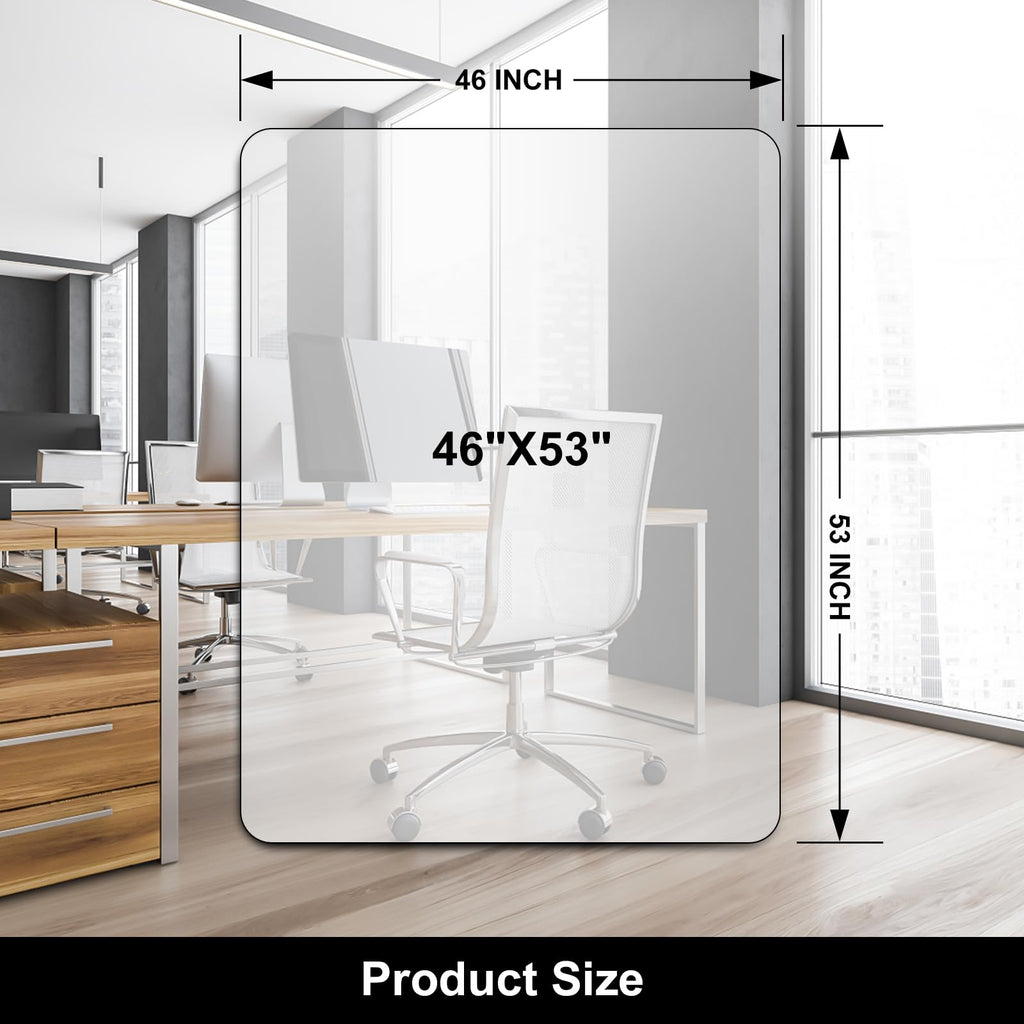 Kuyal Chair Mat for Hardwood Floor,46 x 53 inches Rectangle Desk Durable Wood/Tile Protection Mat for Rolling Chairs, Non-Studded Bottom