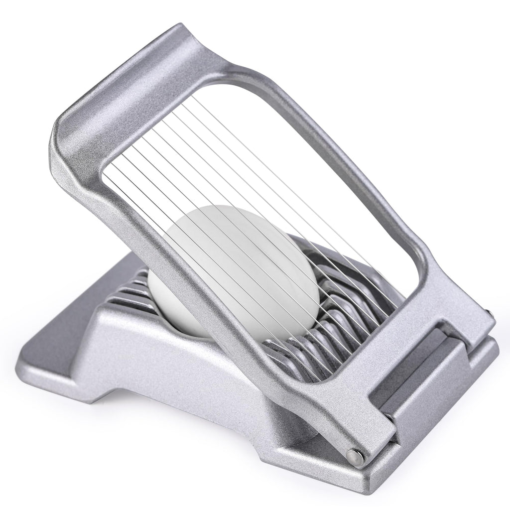 Egg Slicer for Hard Boiled Eggs, Stainless Steel Wire, Multipurpose Heavy Duty Aluminium Egg Cutter Dishwasher Safe for Egg, Salads & Sandwiches, Strawberries, Mushrooms & Soft Cheese, Fruit, Sliver