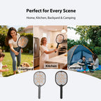2-Pack Electric Fly Swatter – Battery Powered Mosquito & Bug Zapper Racket with Safe Mesh & Wall-Mount Design for Indoor and Outdoor Use (Black & Gray)