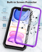 FNTCASE for iPhone 11 Phone Case : with Belt-Clip Holster & Kickstand - Heavy Duty Military Grade Protection Cover Shockproof TPU Shell Rugged Durable Full Protective Phonecase - 6.1 inch Purple