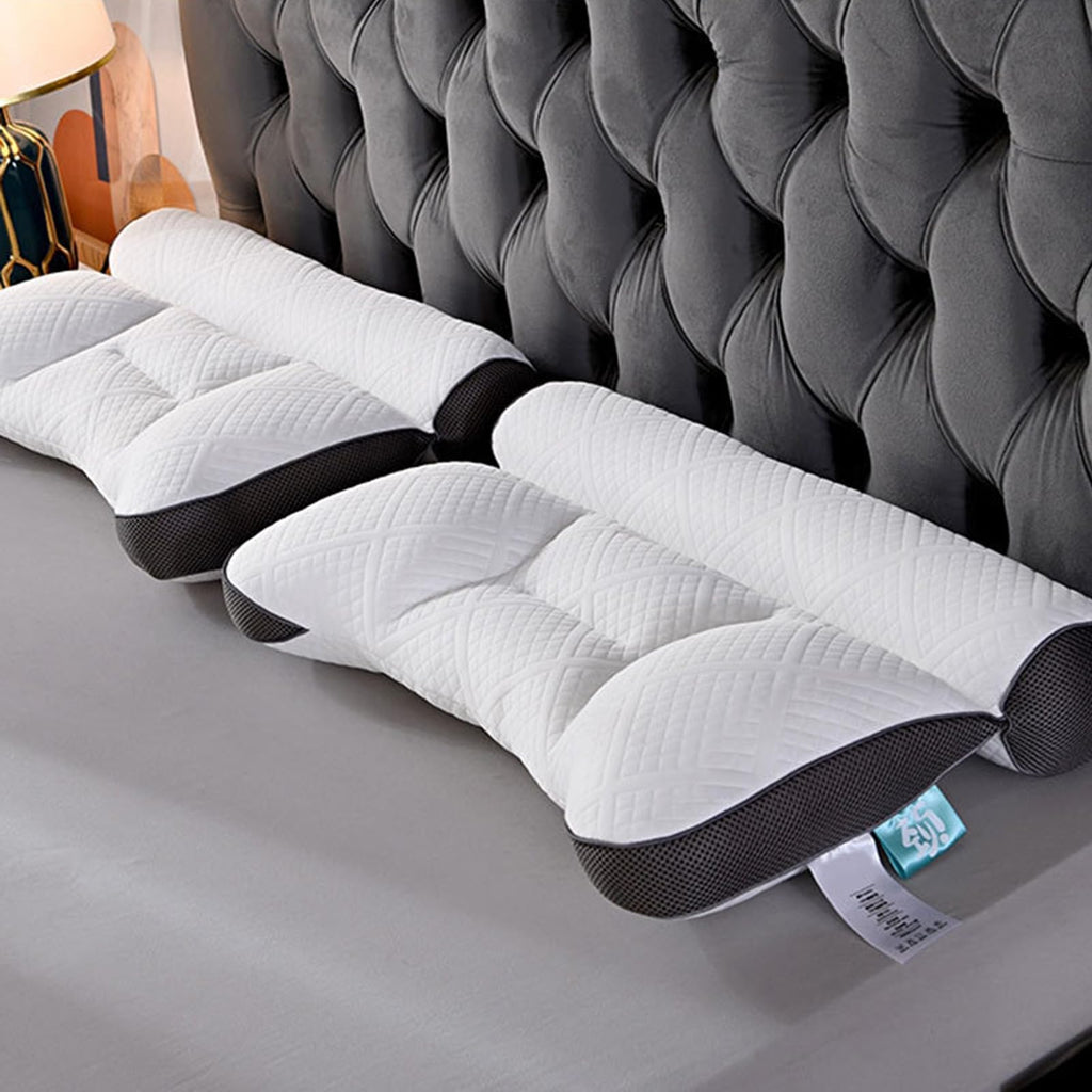 Memory Foam Pillow for Neck and Shoulder Pain Relief, Neck Contour Cervical Orthopedic Sleep Pillow for Side Back & Stomach Sleepe Breathable Neck Rest Cushion for Bedroom Grey