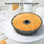 Novery 9.5" Non-stick Cake Pan, Heavy Duty Carbon Steel Fluted Tube Round Baking Pan,Buntz Pound Cake Pan Mold,Tube Bakeware,Baking Mold for Jello,Gelatin,Chocoflan,Flan - 2 PCS