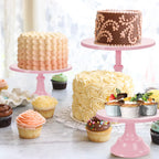3Pcs Cake Stand, Pink Round Cupcake Stand 8/10/12Inch Dessert Display Stand Cupcake Holder Pastry Serving Plate for Baby Shower Wedding Birthday Party Celebration Home Decoration