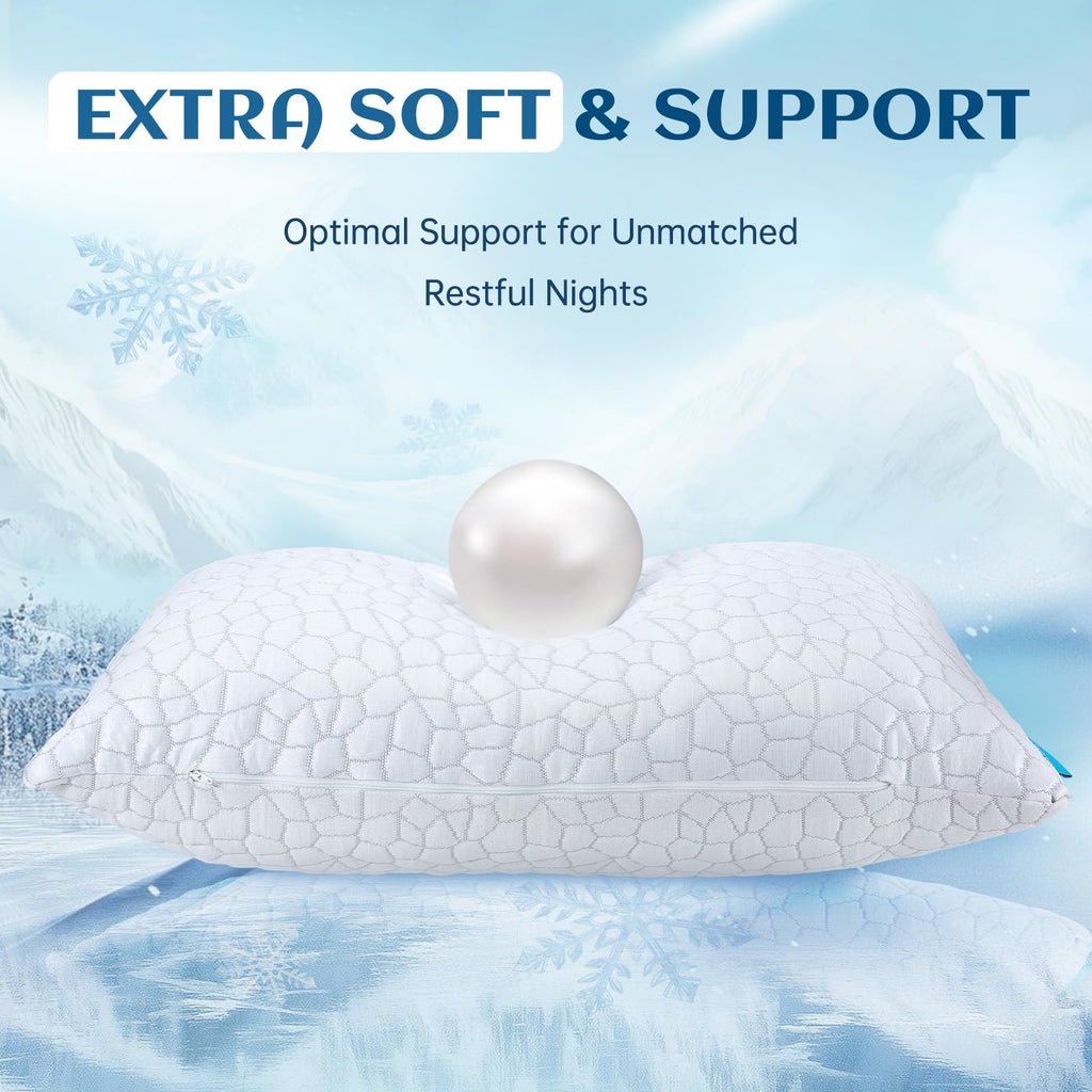 Side Sleeper Pillows for Adults, Cervical Pillow for Side Sleepers Neck and Shoulder Pain Relief, Cooling Crescent Neck Pillow with Adjustable Loft ,Shredded Memory Foam Pillows Queen Size Set of 2