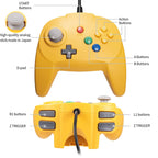 KIWITATA kiwitatá Retro N64 Mini Controller,Classic Wired N64 Game 64-bit Upgraded Joystick Controller for Video Game Console N64 System Yellow
