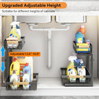 Under Sink Organizer, 2 Packs 2 Tier Under Sink Organizers and Storage, Slide out Pull out Cabinet Organizer Shelf, Metal Sliding Drawer for Kitchen Bathroom Pantry Cabinet Closet Organization Rack