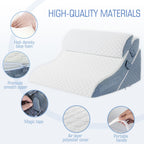 Ziiyllean Bed Wedge Pillow for Sleeping, 20-in-1 Adjustable Pillow Wedge Acid Reflux Pillow, 9 &12 & 20 Inch 3-in-1 Incline Wedge Pillow for Back Pain Relief, Gerd, Snoring