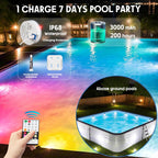 Underwater Pool Lights for Above Ground and Inground Swimming Pools with Remote Timer Off, Magnetic RGB Submersible LED Lights Rechargeable Spotlight 16 Colors 9-mode for Hot Tubs, Fountain -2Pack