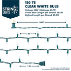 Joiedomi Clear Christmas Lights Outdoor,450(3x150) Count Christmas Tree Lights,116.1FT Warm White String Lights with Green Wire,Xmas Decorations for Indoor Party House Garden Yard Home