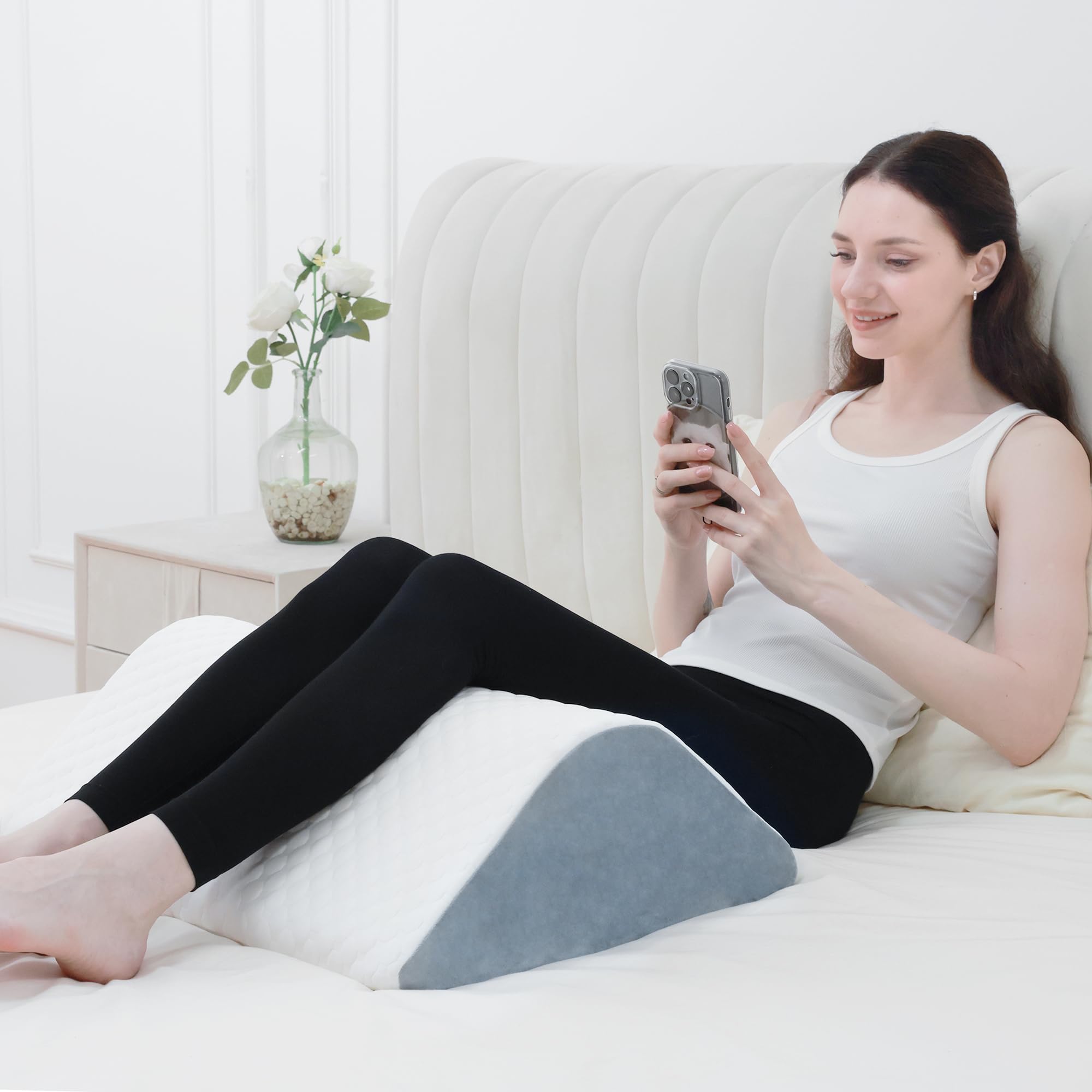 Foamalusion Knee Wedge Pillow Bed Wedge Pillow for Sleeping, Wedge Pillows for After Surgery Leg Pillow for Knee Pain Relief, Back Pain, Sciatica, Hip Support