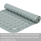 YANZIFLY Bathtub Mat for Shower: Soft Silicone 16X40 Inch Bath Mat Non Slip with Suction Cups Tub Mat for Bathroom for Kids Elderly Extra Large Shower matt Machine Washable - Grey