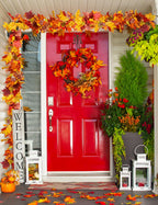 wohohoho 4 Packs Fall Garland Maple Leaf, 5.9Ft/Pieces Fall Leaves Garland 7 Maple Leaves Hanging Vines for Autumn Decor Halloween Thanksgiving Christmas Indoor Outdoor Decorations