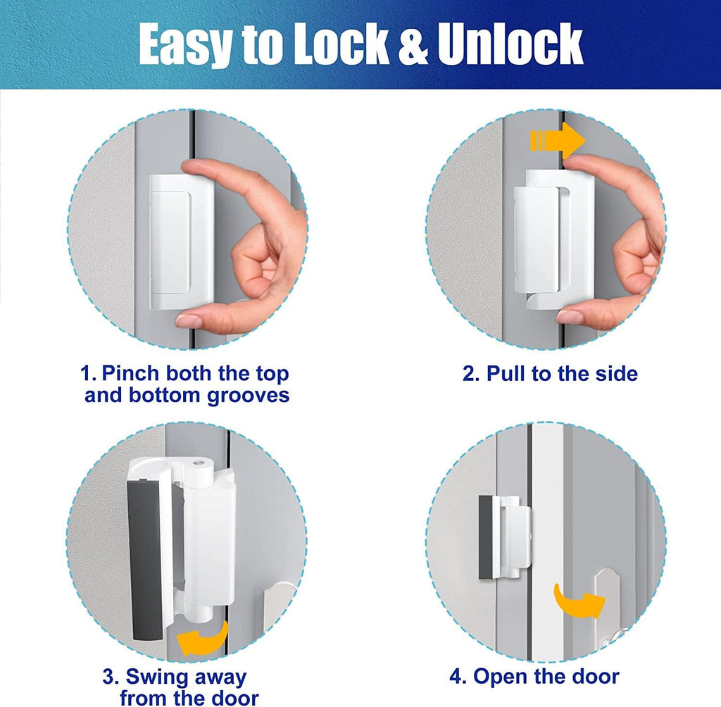 Door Reinforcement Lock Withstands 800lbs of Force - White Extra Proof Door Lock for Kids Safety Drilling Required, Prevents Unauthorized Entry, Add a Door Security Lock for Home Safety & Privacy