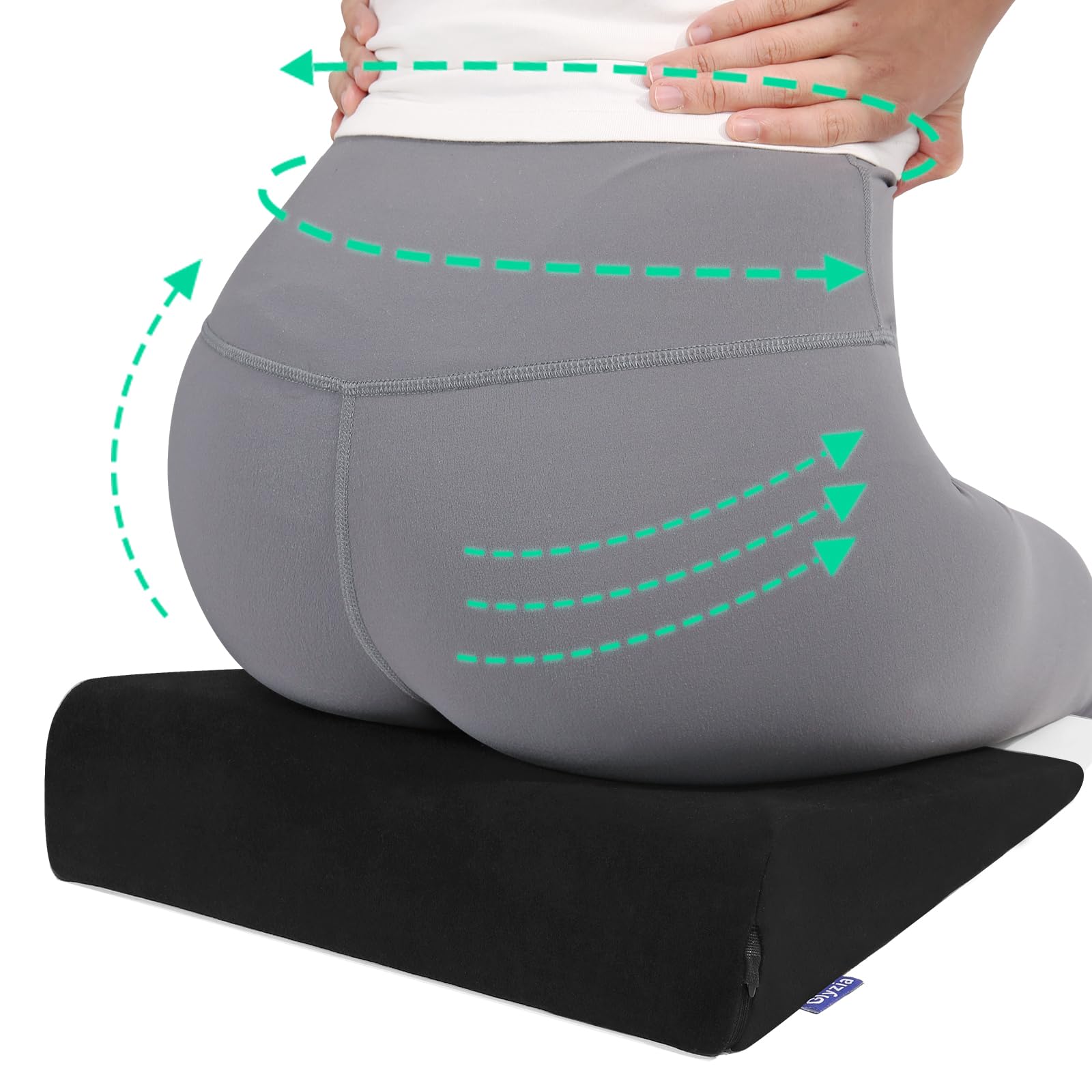 Glyzia Wedge Cushion for Butt Lift Women, Hard-Firm EVA Foam for Lift HIPS Up Fitness Training, Non-Slip Seat Cushion Pads for Desk Chairs, Car Seats, 14"x 11", Black