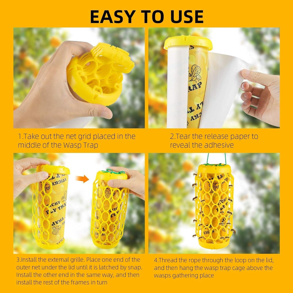 2 PCS Wasp Traps Outdoor Hanging Wasp Repellent Indoor/Outdoor Bee Traps Catcher, Effective Insect Trap,Yellow Jacket Trap Bee Killer, Flying Catcher, Gnat, Mosquito,Bee, Wasp Flying Insect Killer