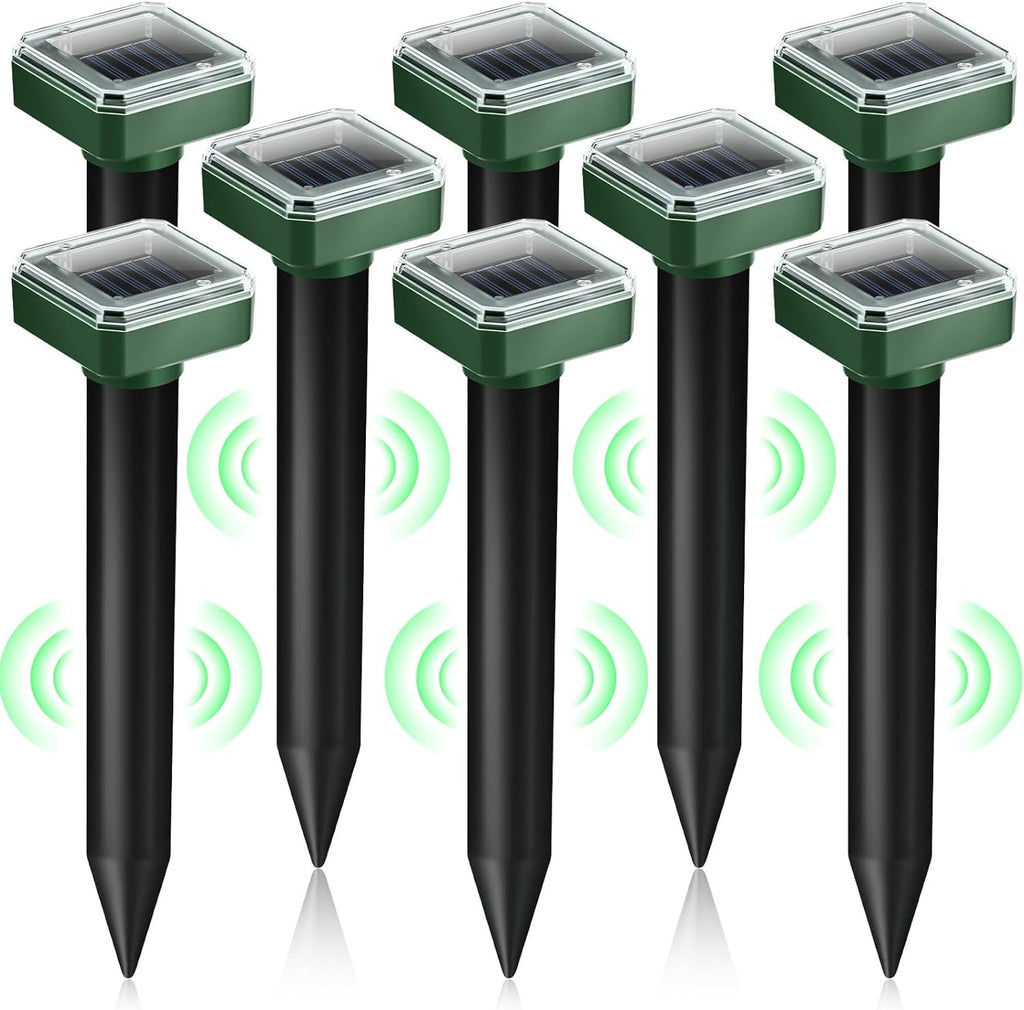 Upgrade Mole Repellent for lawns Gopher Repellent Ultrasonic Solar Powered Snake Repellent Deterrent Mole Repeller Vole Repellent Outdoor Lawns Garden Yard All Pests Sonic Spikes Stakes Chaser (8)