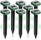 Upgrade Mole Repellent for lawns Gopher Repellent Ultrasonic Solar Powered Snake Repellent Deterrent Mole Repeller Vole Repellent Outdoor Lawns Garden Yard All Pests Sonic Spikes Stakes Chaser (8)