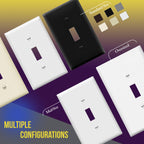 Toggle Light Switch Wall Plate, Gloss Finish, Size 2-Gang 4.50" x 4.57", Double Switch Cover, Unbreakable Polycarbonate Thermoplastic, 8812-W, White