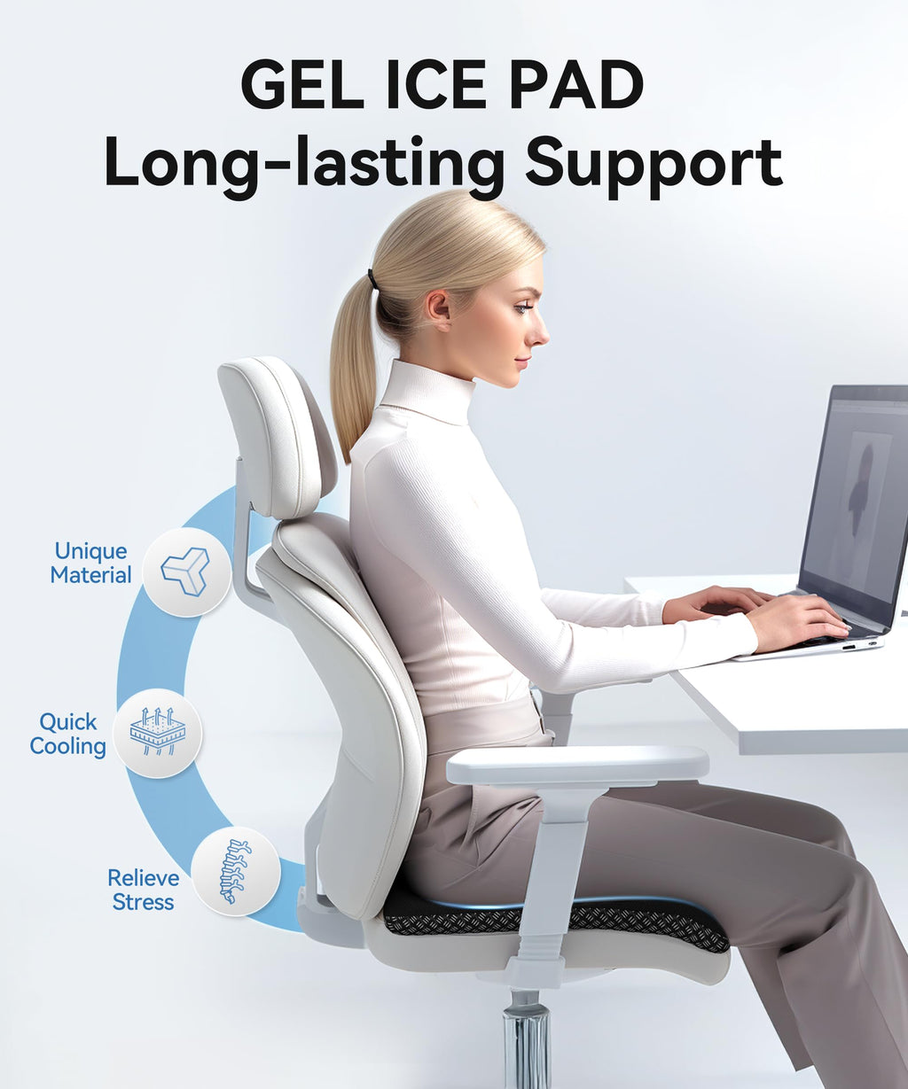 MZYENU Gel Seat Cushion, Cool Chair Cushion for Office Chairs, Driving Car Cushions Breathable, Wheelchair Cushions for Pressure Relief, Back Pain for Seat Cushion, Chair Pad with No-Slip Cover