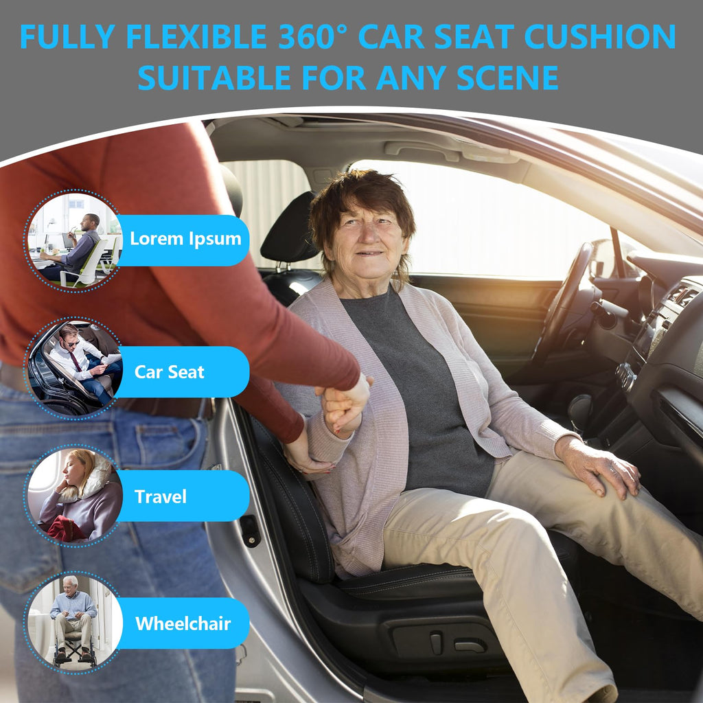 Autotechnx Soft 360 Rotating Seat Cushion for Car Non Slip Swivel Seat Cushion for Car for Elderly Support Black Office Chair Comfortable Ergonomic Design Odorless Rotating Car Seat 360 for Pregnant
