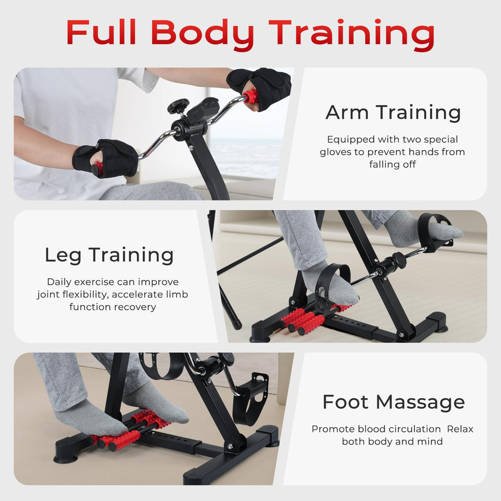 ZIDAFIT Adjustable Pedal Exerciser Bike for Seniors - Hand Arm Leg and Knee Therapy, Stroke Recovery - Compact, Portable Fitness Equipment for Full Body Workout - Great Gift for Elderly Rehab