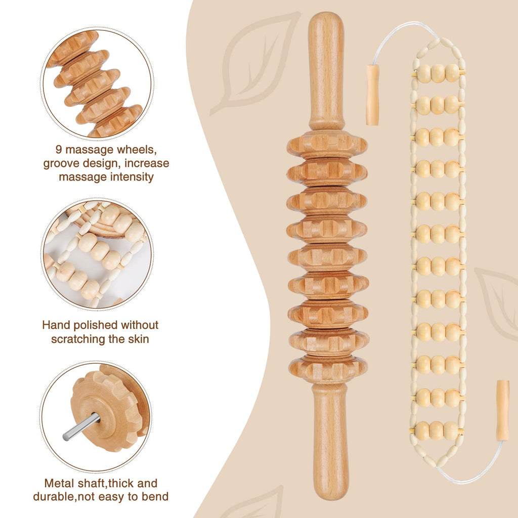 DCIAER 4 in 1 Wood Therapy Massage Tools Lymphatic Drainage Massager Kit - Maderoterapia Kit - for Gua Sha Massage, Anti Cellulite, Body Sculpting, Get Rid of Cellulite