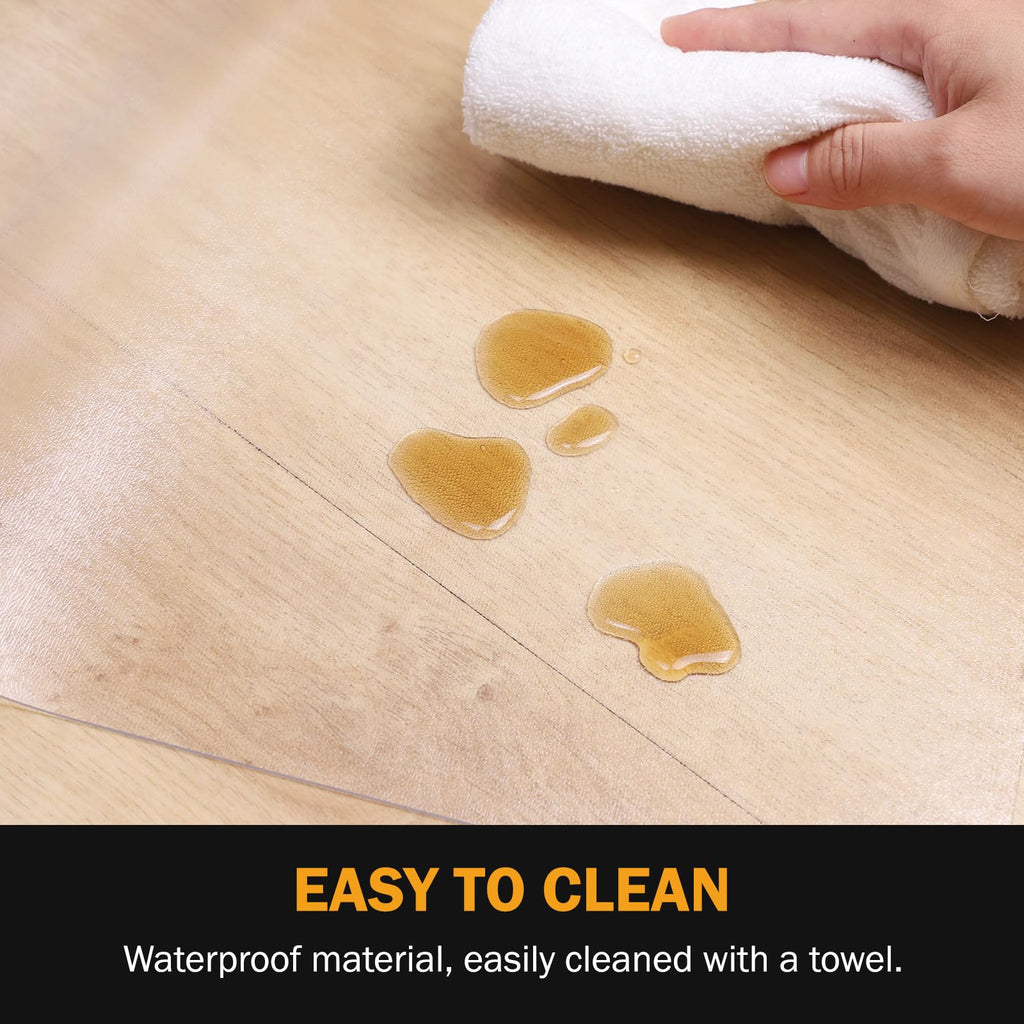 QQpony Clear Chair Mat, 75"x60" Large Chair Mat for Hard Floors, Area Mat for Living Room, Waterproof Vinyl Floor Mat for Kids and Pets, Computer Desk Rug for Home Office (Clear)