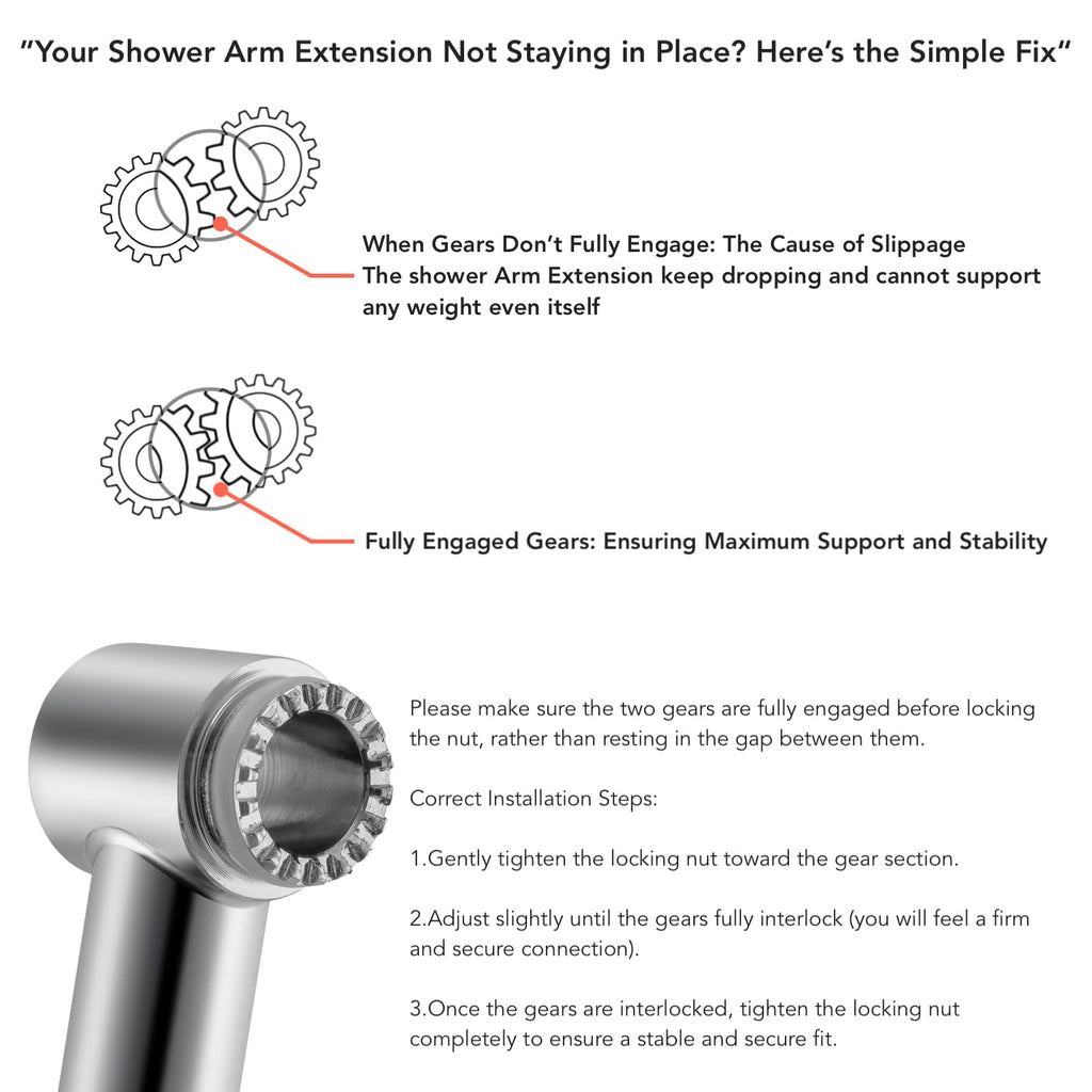 5 Inch Adjustable Shower Head Extension Arm, With Locking Set Screw, Singing Rain 304 Stainless Steel Chrome Angle Height Adjustable, Easy Install, G1/2 Universal Connector Compatible (Chrome Finish)