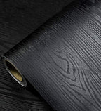 Black Wallpaper - Wood Peel and Stick Wallpaper – Black Wood Self-Adhesive & Removable Wall paper for Countertop Furniture Kitchen Wall, Countertop Contact Paper, Easy to Clean, 17.7” × 118” Vinyl