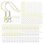 Hypoallergenic Earring Hooks 800 PCS/125 Pairs, Silver Plated Fish Hooks,500pcs Earring Making Kit with Jump Rings and Clear Silicone Earring Backs Stoppers for DIY Jewelry Making