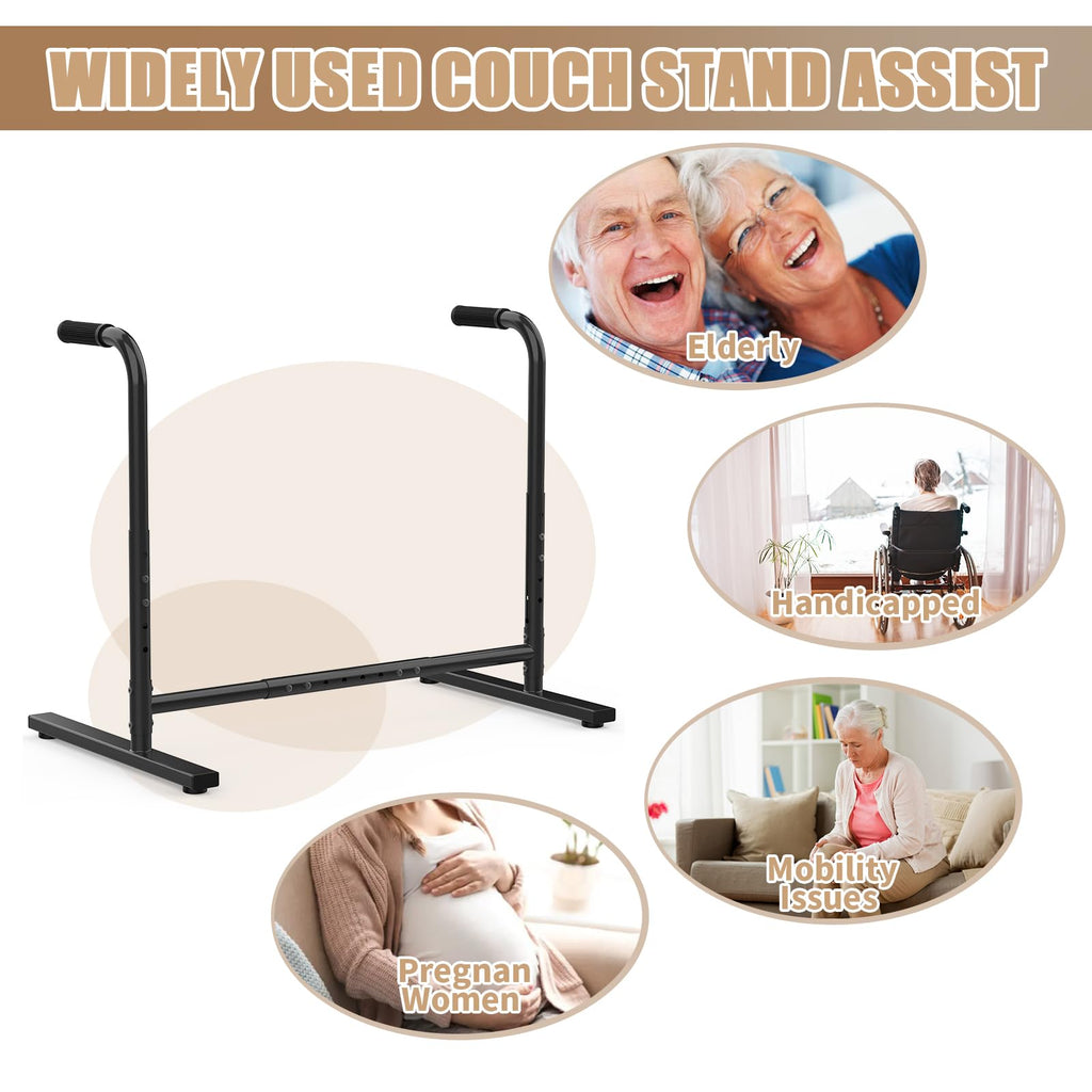 Couch Chair Sofa Stand Assist for Seniors, Height & Width Adjustable Couch Lift Assist for Elderly Mobility Sit to Stand(300LBs Loading, Polish Black)