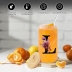 Monogrammed Glass Drinking Cup With Lid Straw Women Lady Boss Gifts Coworker Colleague Manager Team Member Employee Boss Executive Assistant Inter Birthday Farewell Leaving Retirement Christmas,L