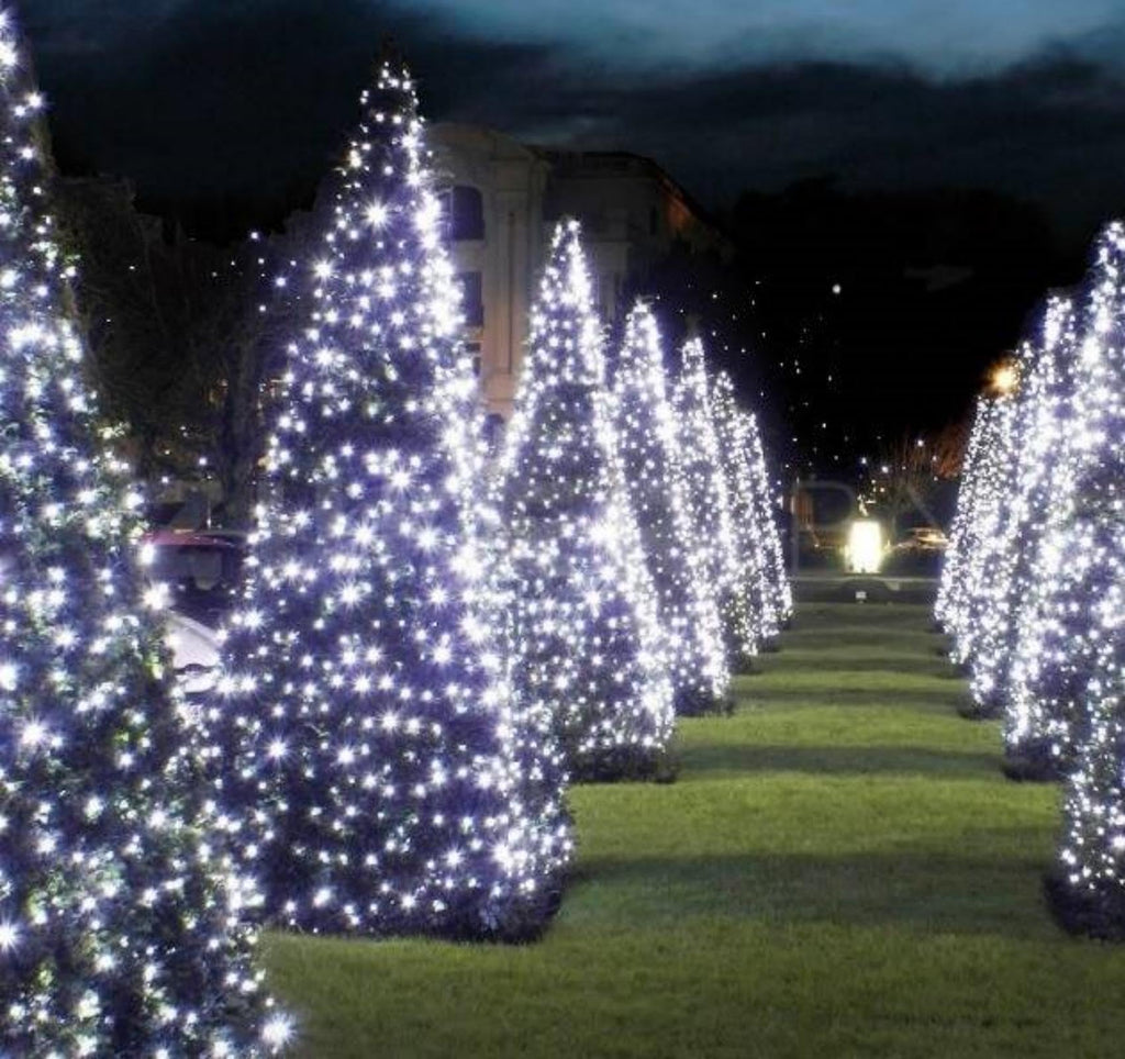 iBaycon Solar Christmas Net Lights, 5ft × 5ft Net Mesh Lights with 8 Modes and Timer,Waterproof Solar Bush Lights for Xmas Trees, Party, Garden, Wedding, Outdoor Decorations (White)