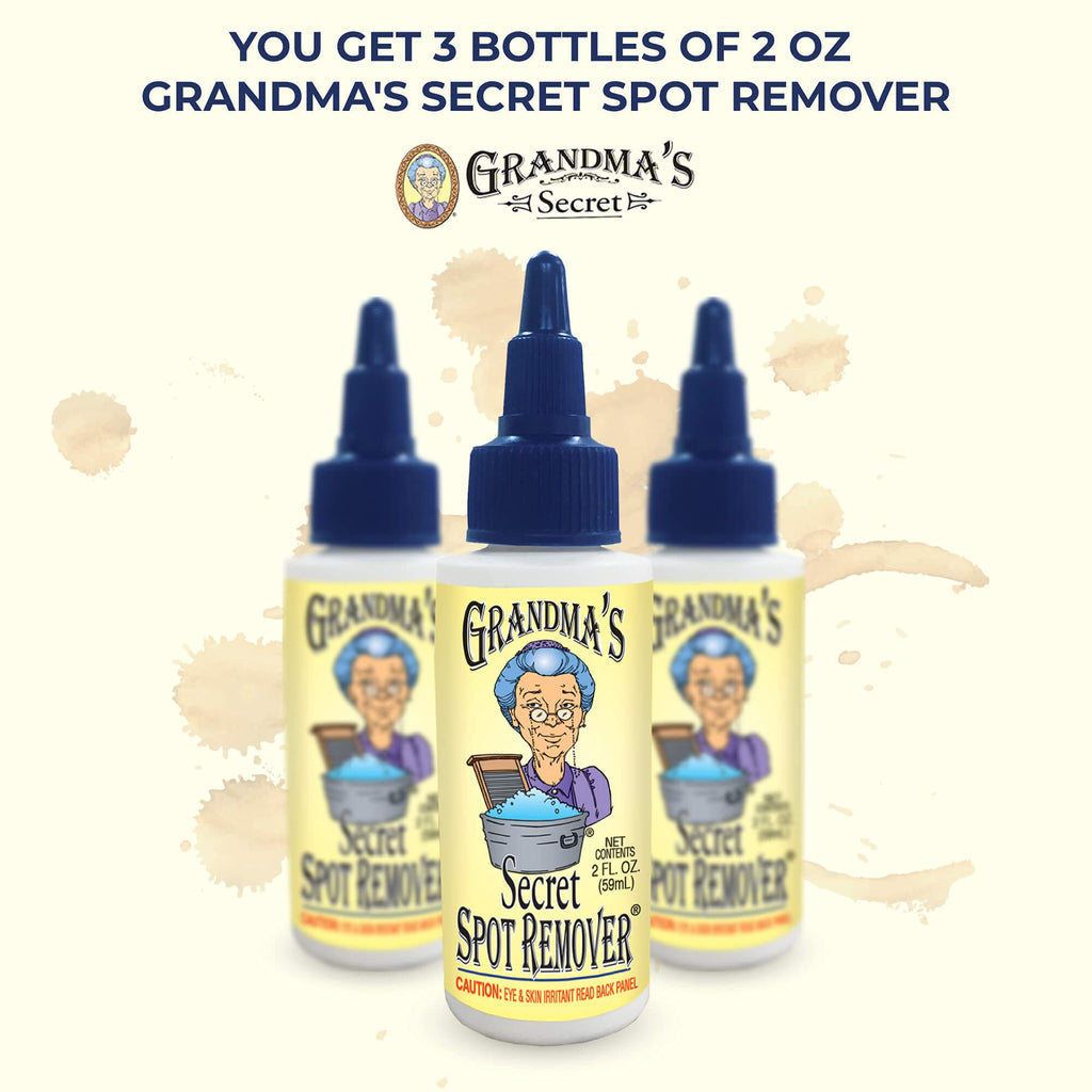 Grandma's Secret Spot Remover - Chlorine, Bleach, and Toxin-Free Stain Remover - Stain Remover for Clothes - Fabric Stain Remover Removes Oil, Paint, Blood and Pet Stains -3 Pack of 2 Ounce