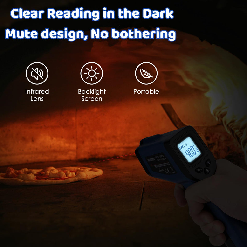 Infrared Thermometer Gun for Cooking, -58℉~1022℉, Digital Laser Temperature Gun for Deep Frying, Pizza, Blackstone, Reptiles, IR Thermometer with Carrying Storage Case, Larger Font, LCD Backlit, Blue