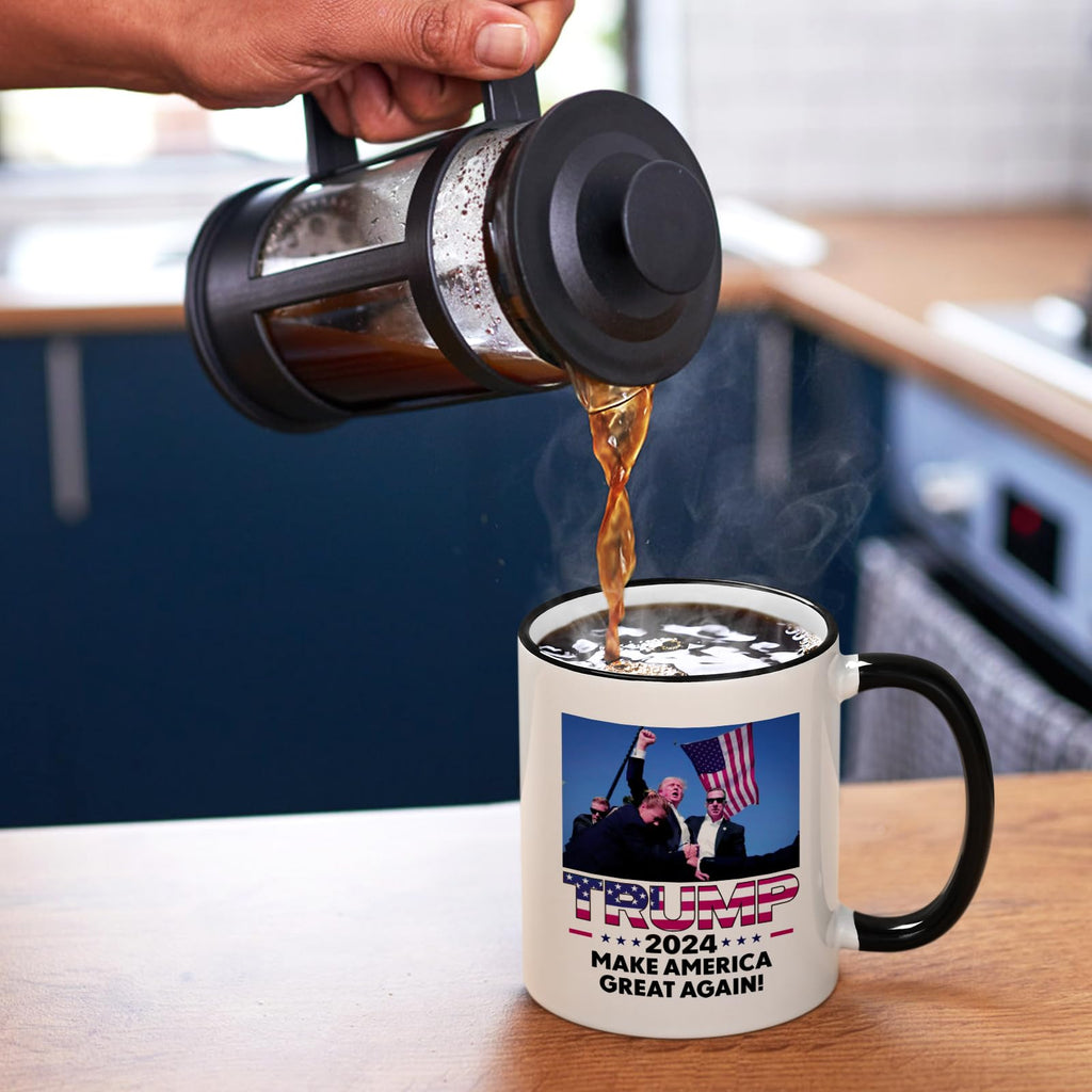 YHRJWN Trump Survived Shot, Trump 2024, Fist Pump at Pennsylvania Rally Failed Assassination Attempt, Bloody Ear Bullett-Proof, Trump Merchandise, Make American Great Again Mug, 11 Oz