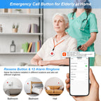 WiFi Rechargable Smart Wireless Caregiver Pager Call Button System Nurse Calling Alert System for Elderly Patient Seniors Disabled Kids 2 SOS Panic Buttons 1 Receiver (only Supports 2.4GHz Wi-Fi)