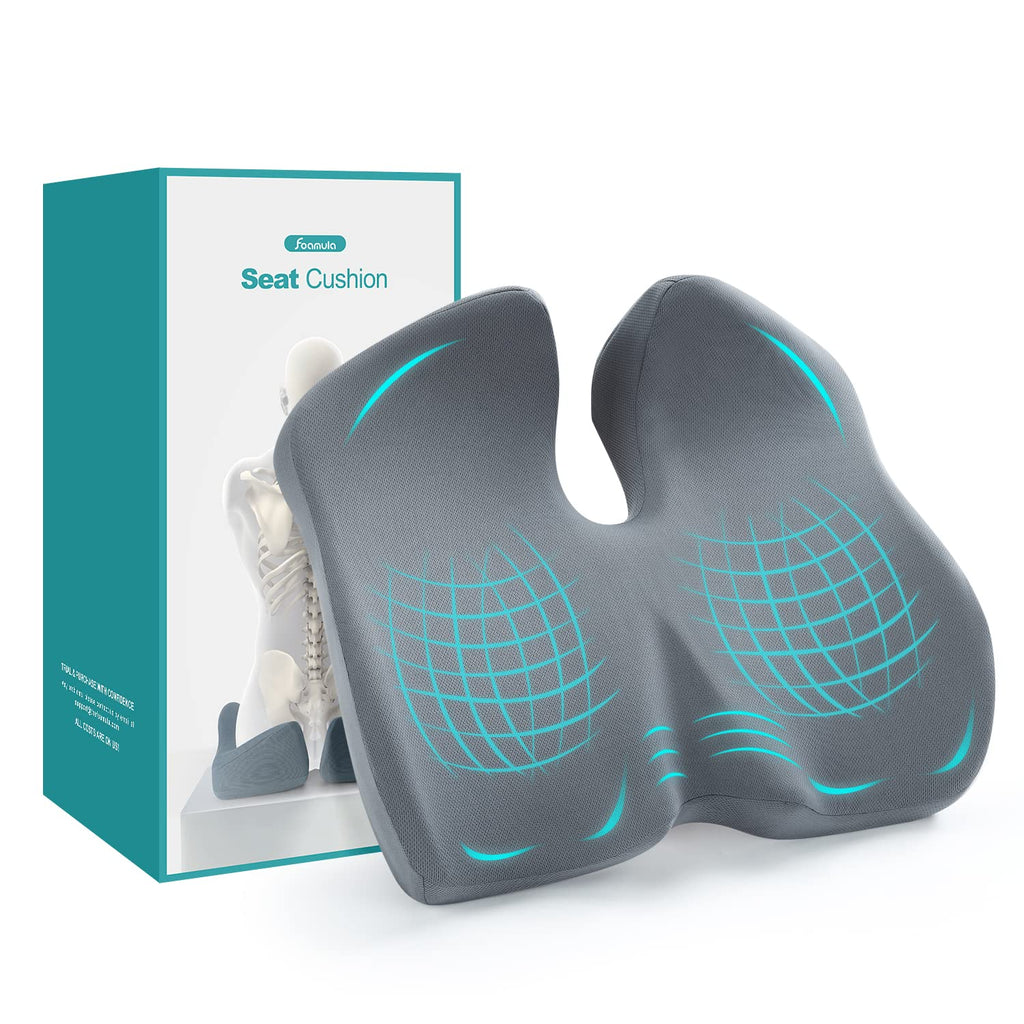 Foamula Seat Cushion for Office Chair, Memory Foam Sciatica Pain Relief Pillow, Seat Cushion for Hip, Tailbone, Coccyx Pain, Desk Chair Cushion for Office, Home Chair, Gaming Chair, Car, Wheelchair