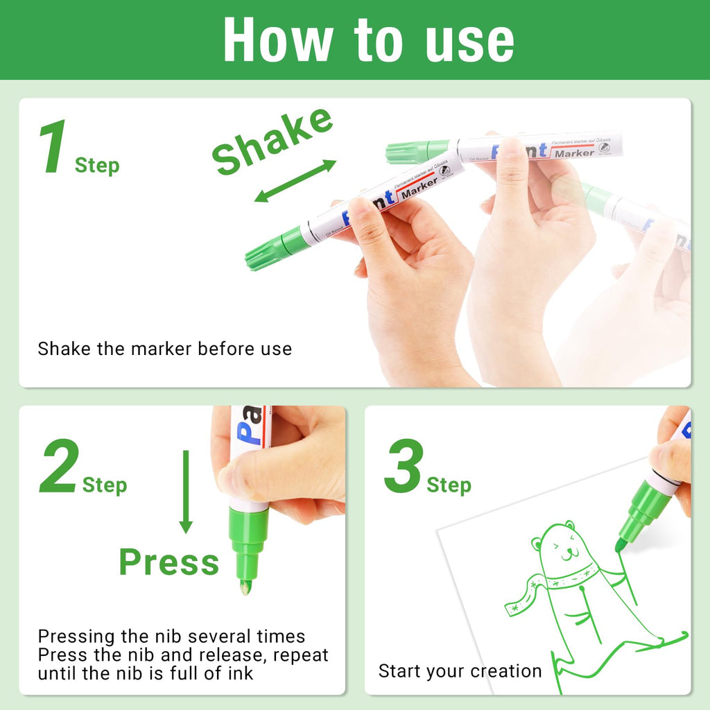 DAPAWIN Oil Based Paint Pen: Permanent Paint Marker, Quick-Dry, Waterproof Paint Set of 24 for Metal, Wood, Easter egg, Rock Painting, Glass, Fabric, Ceramic, Mug, Plastic, Stone, Christmas Stencil