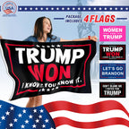 Trump 2024 Flag 4 PACKS - Take America Back Flag, TRUMP WON Flag，WOMEN FOR TRUMP Flag 3x5FT, .Perfect for Re-Elect Trump outdoor indoor (TRUMP WON - 4 PCS)