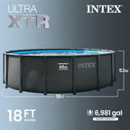INTEX Ultra XTR 18 ft x 52 in Above Ground Pool Set, Round Swimming Pool with Steel Frame, 2100 GPH Sand Filter Pump, Ladder, Cover, & Ground Cloth
