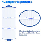 Cryspool® 06046 Filter Compatible with J-300, J400, 6CH-960, FC-2800, PJW60TL-F2S, 14081, 6540-383, Premium, Closed Handle(Not Removable Tops), 60 Sq. Ft Spa Filter Cartridge, 2 Pack