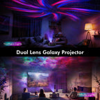 Rossetta Dual Lens Galaxy Projector, Star Projector for Bedroom with 58 Light Effects, Night Light Projector with White Noise & Bluetooth Speaker, Remote Timer, Room Decor Gift for Kids Adults Teens