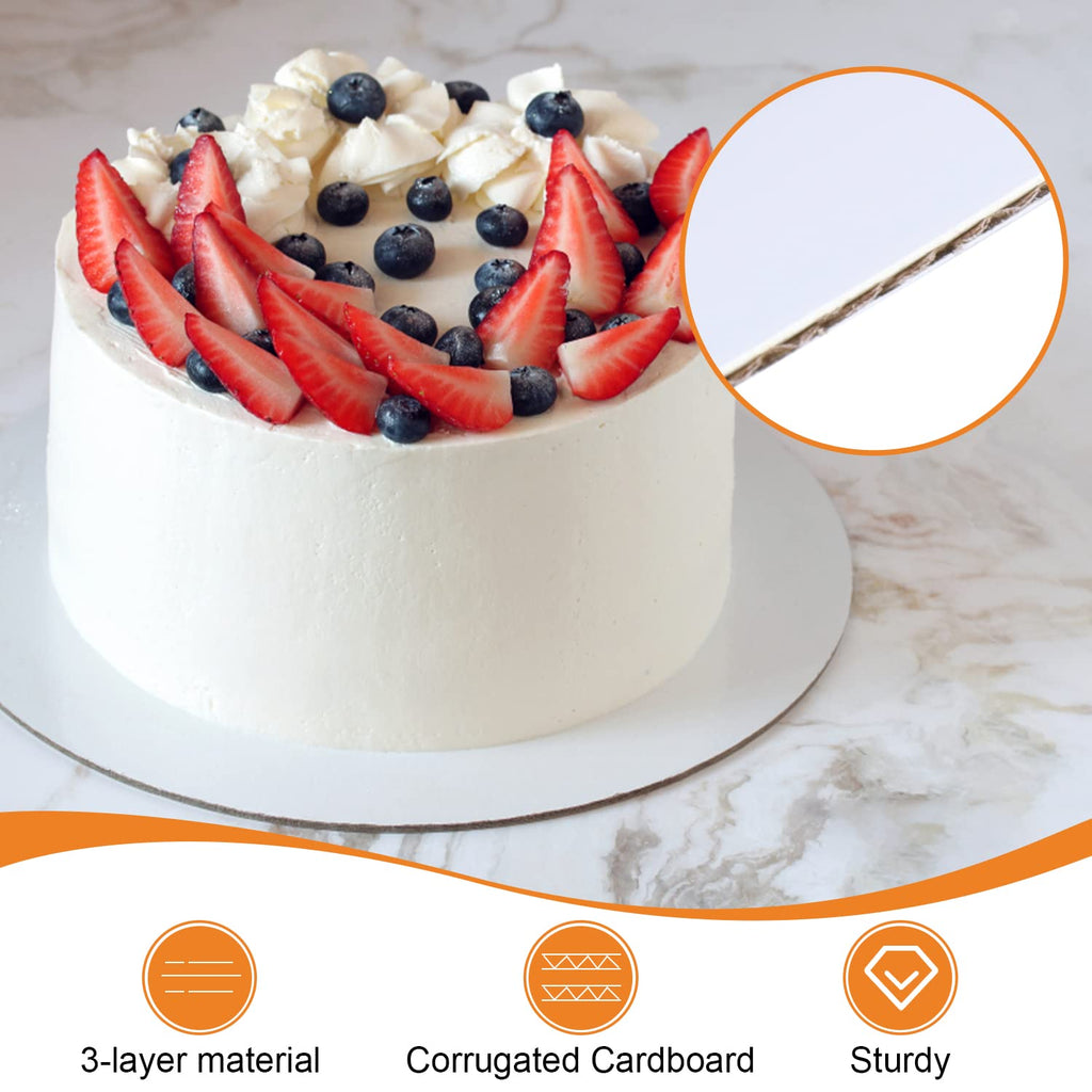 80-Pack Cake Boards 10 inch Round White Cake Circles Rounds Base Food-Grade Cardboard Cake Board for Cakes, Christmas, Bread, Desserts（Thin and strong）
