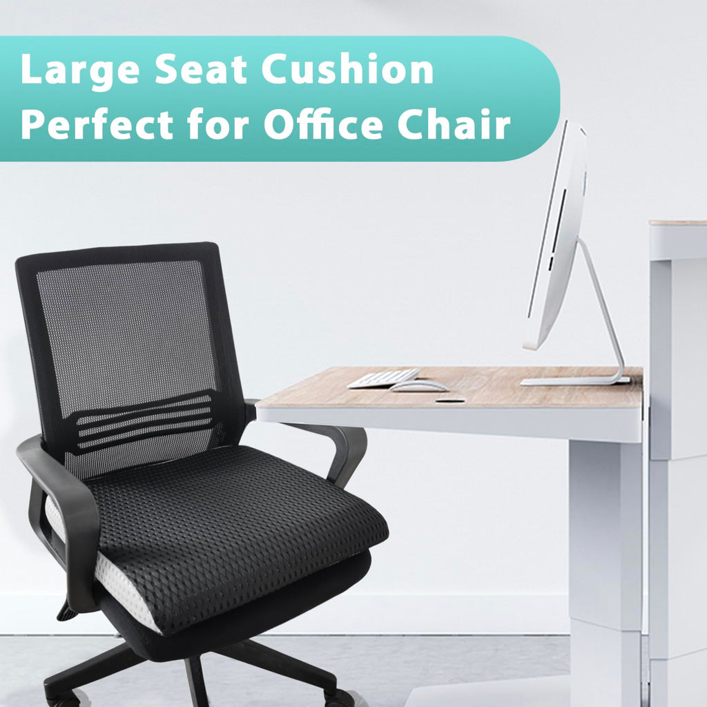 AEROiVi Large Seat Cushion, 2.7 Inch Thick Office Chair Cushion with 3D Mesh Padding, Wedge and Handle Design for Car Seat, Wheelchair, Bleacher, Easy to Clean