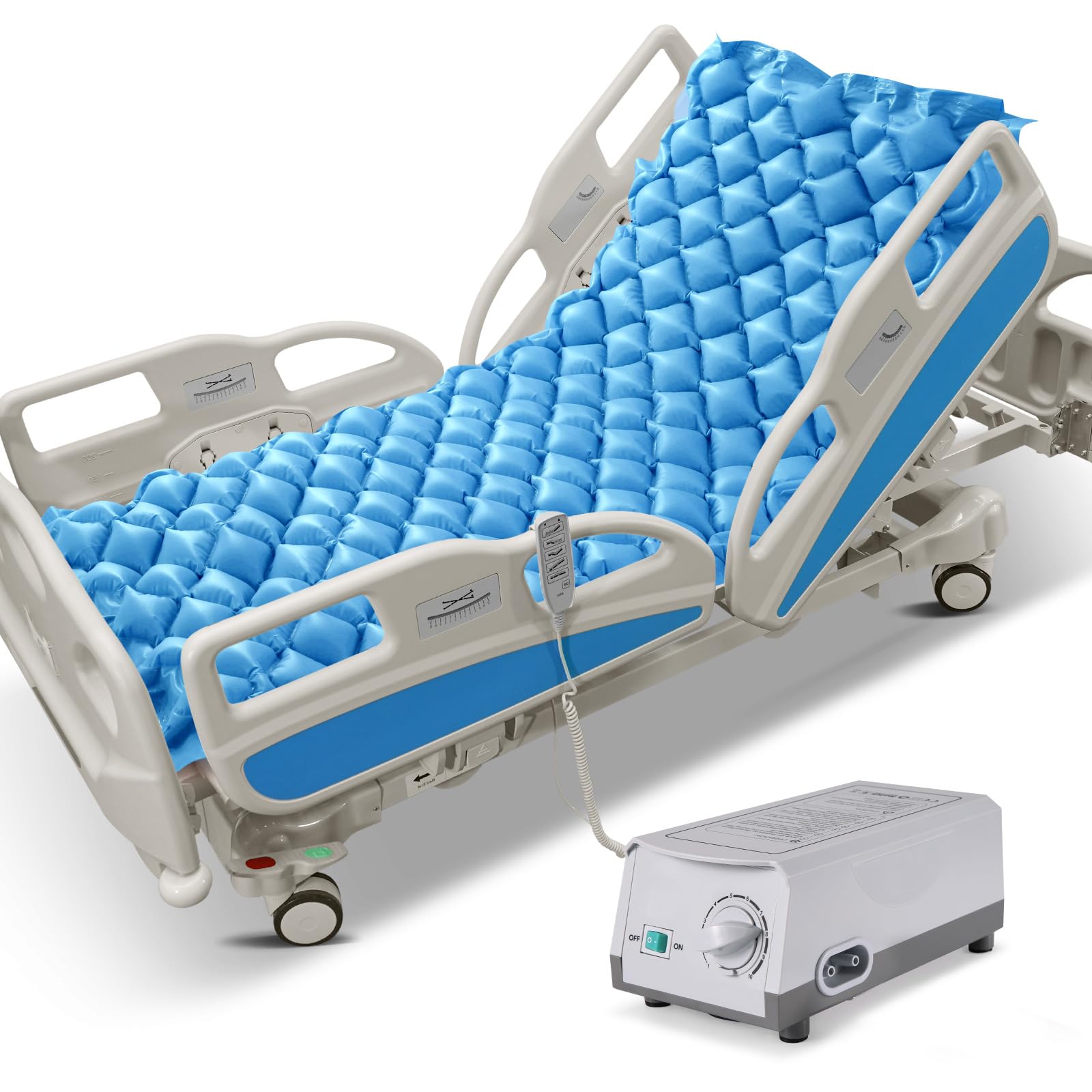 Careboda Alternating Pressure Mattress Anti Decubitus Air Pads with Electric Quiet Pump System, Pressure Sore Pad and Bed Sore Prevention, Air Mattress for Hospital Bed and Home Use Blue