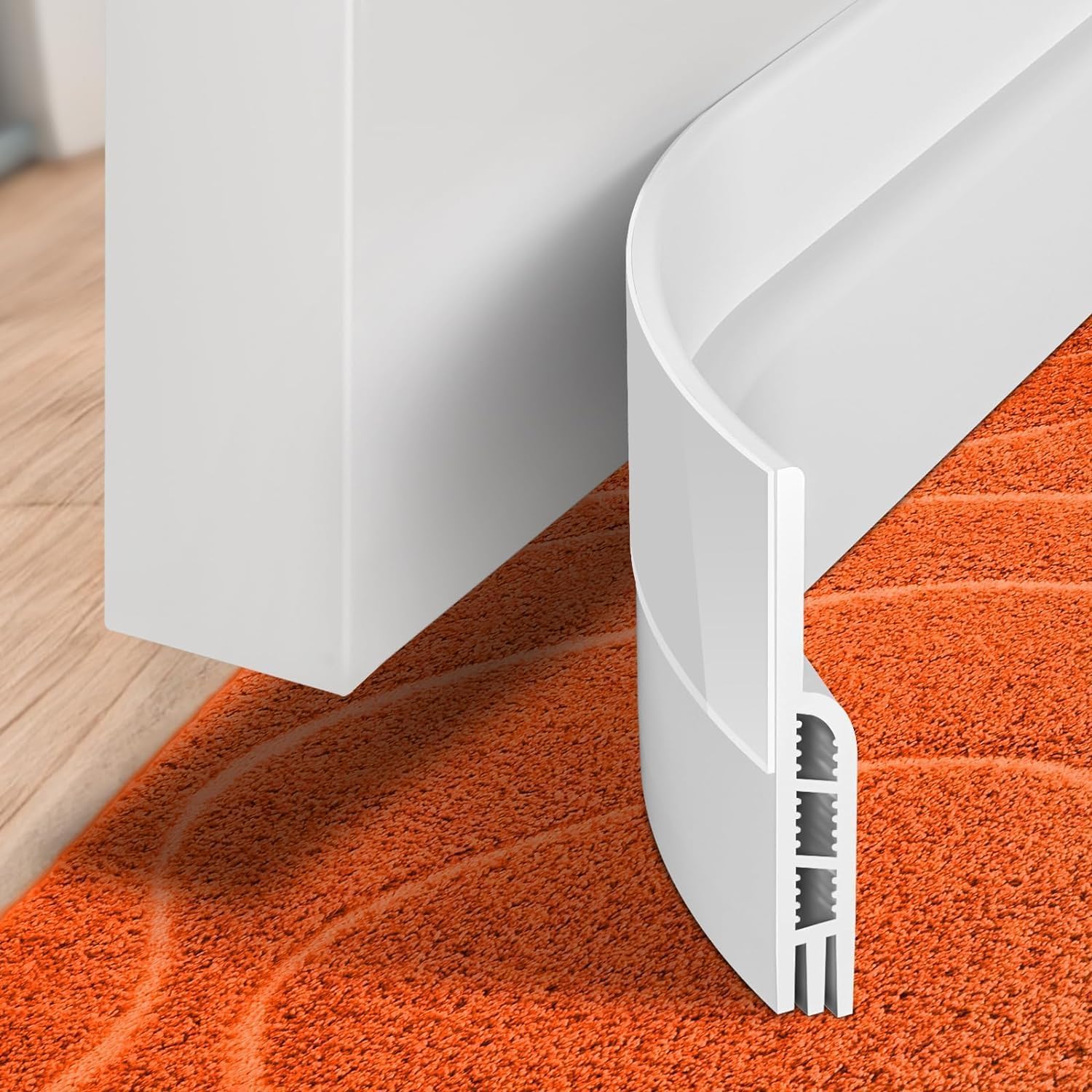Door Draft Stopper Under Door Draft Blocker Insulator Doors Sweep Weather Stripping Noise Stopper Sheets, Rolls & Strips Strong Adhesive, White